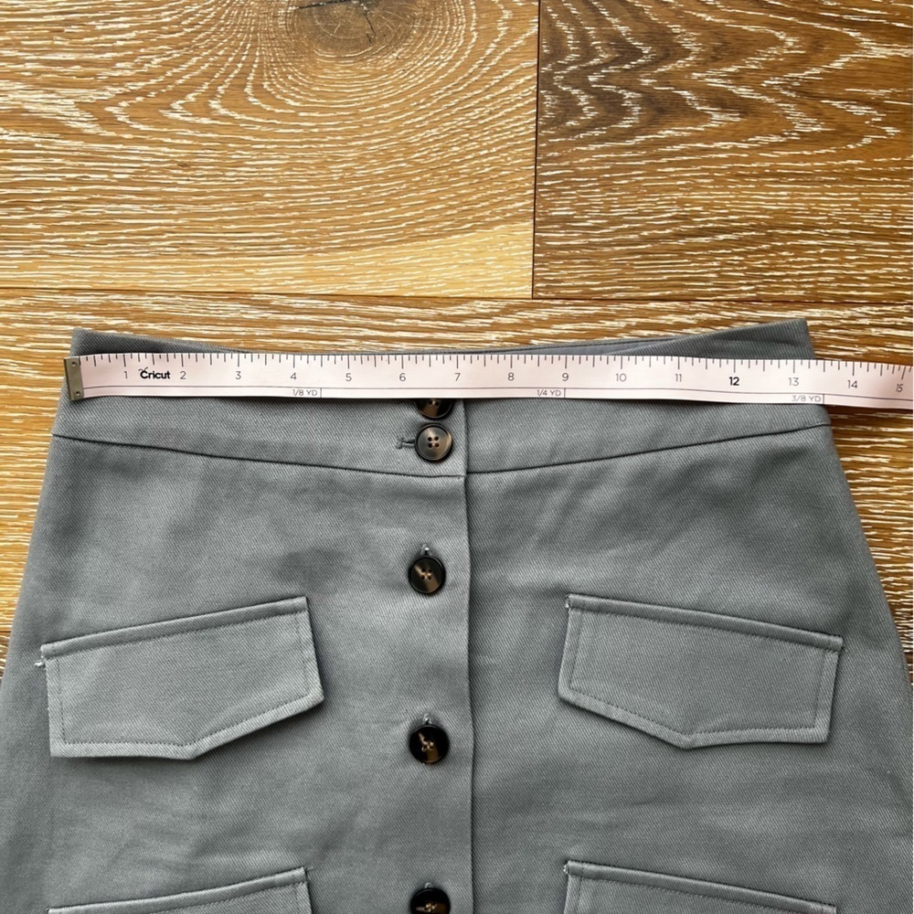 Anthropology Mare Mare Gray Utility MIDI Skirt with front buttons sz XS NWT - Picture 9 of 10